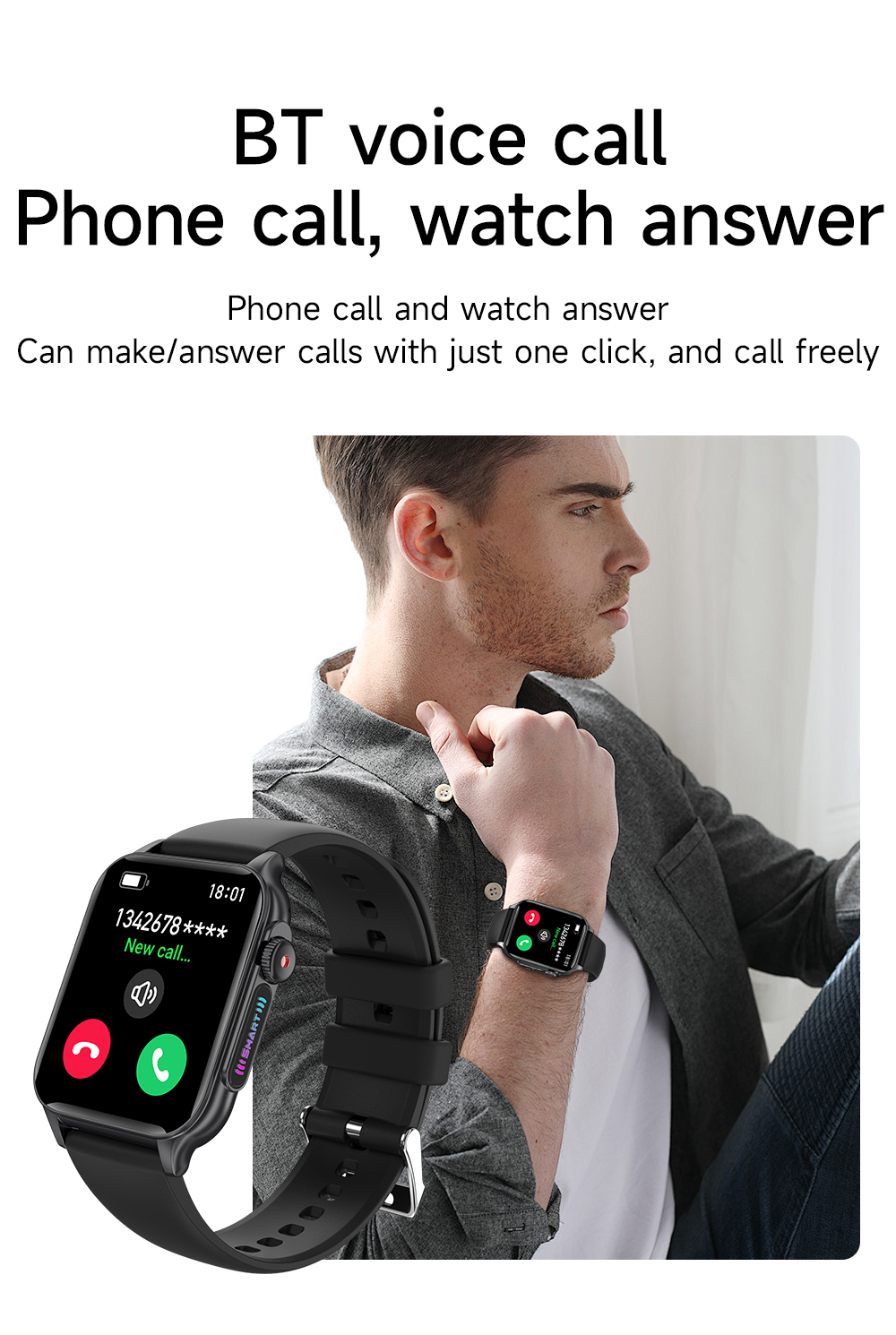 P6196inchHDScreenRGBbluetoothCallHeartRateBloodPressureBloodOxygenMonitorSleepMonitoringMulti-sportM-2015169-8