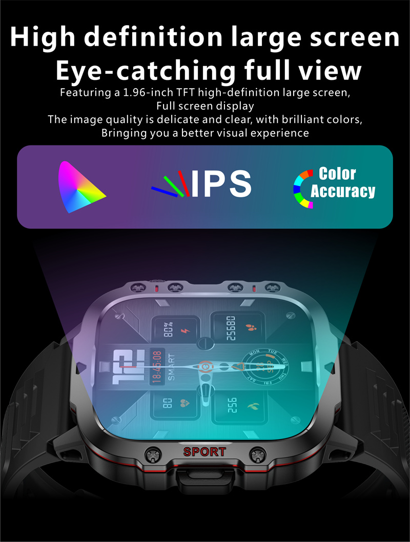 QX11196inchHDScreenbluetoothCallHeartRateBloodPressureSpO2MonitorBreathTrainingSOSSleepMonitoringMul-2008513-4