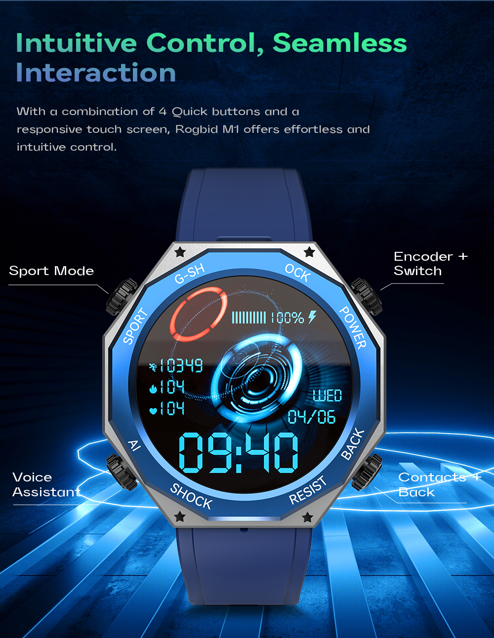 RogbidTankM15ATMWaterproofSwimmingHifiBluetoothCallHeartRateBloodPressureSpO2MonitorFitnessBT53Smart-2004652-5