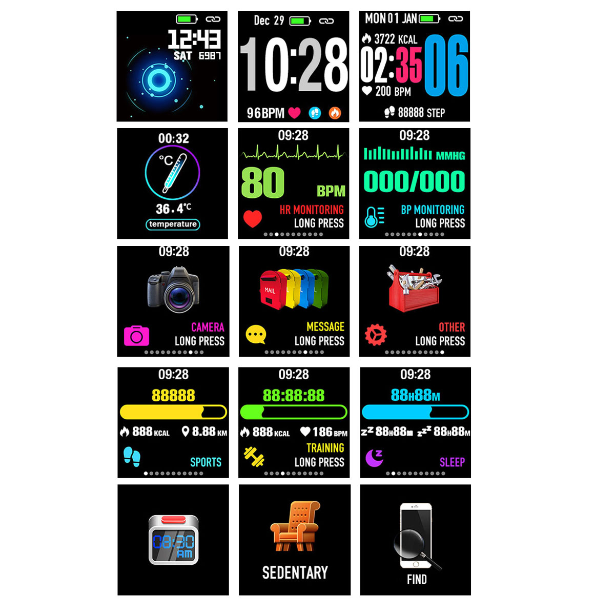 T813inchFullTouchScreenHeartRateBloodPressureOxygenMonitorTemperatureMeasurementSmartWatch-1950495-8
