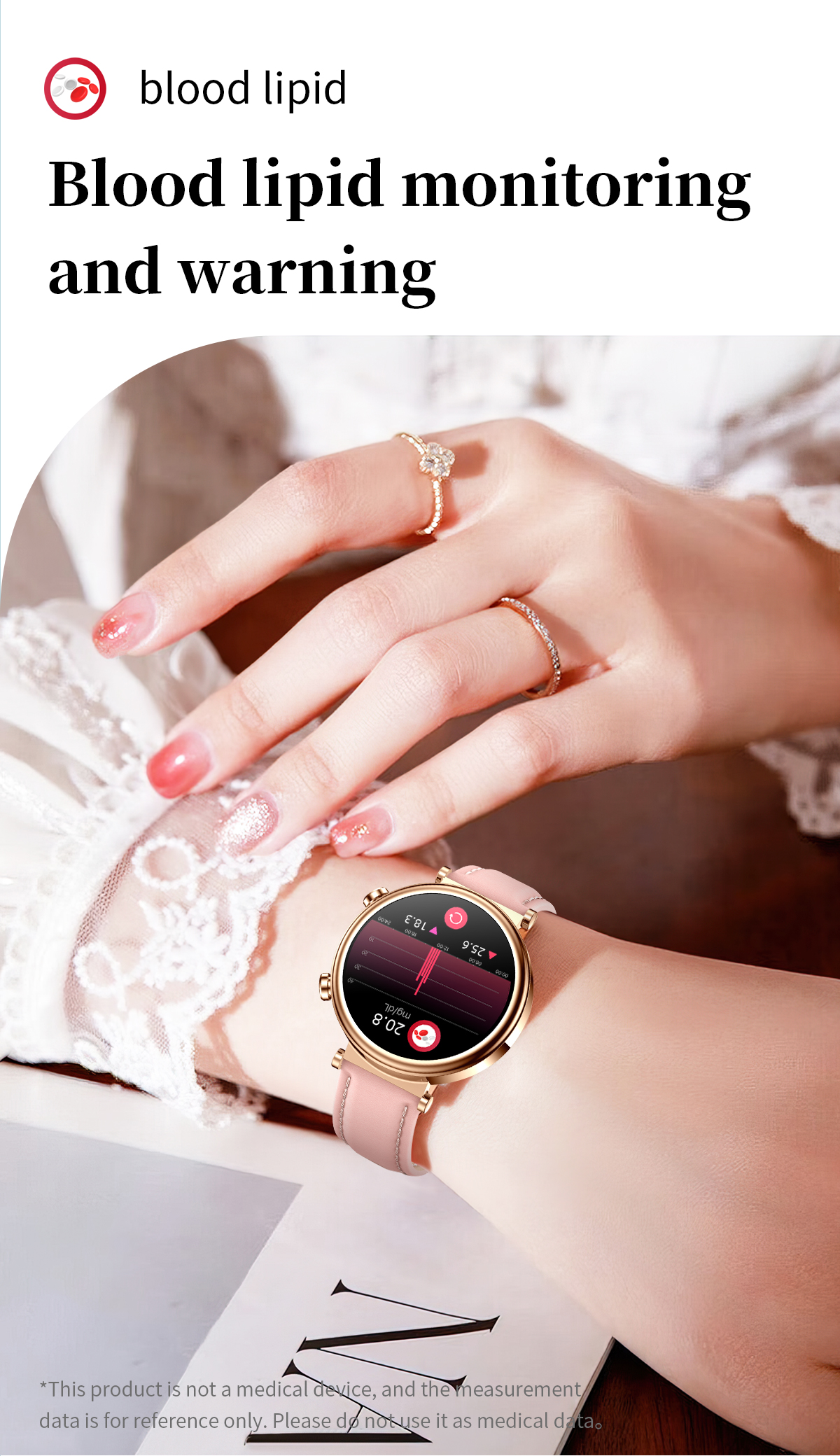 T86127inchHDScreen40mmFemaleSizeWomensHealthbluetoothCallBloodGlucoseUricAcidMeasurementLipidMonitor-2007667-8