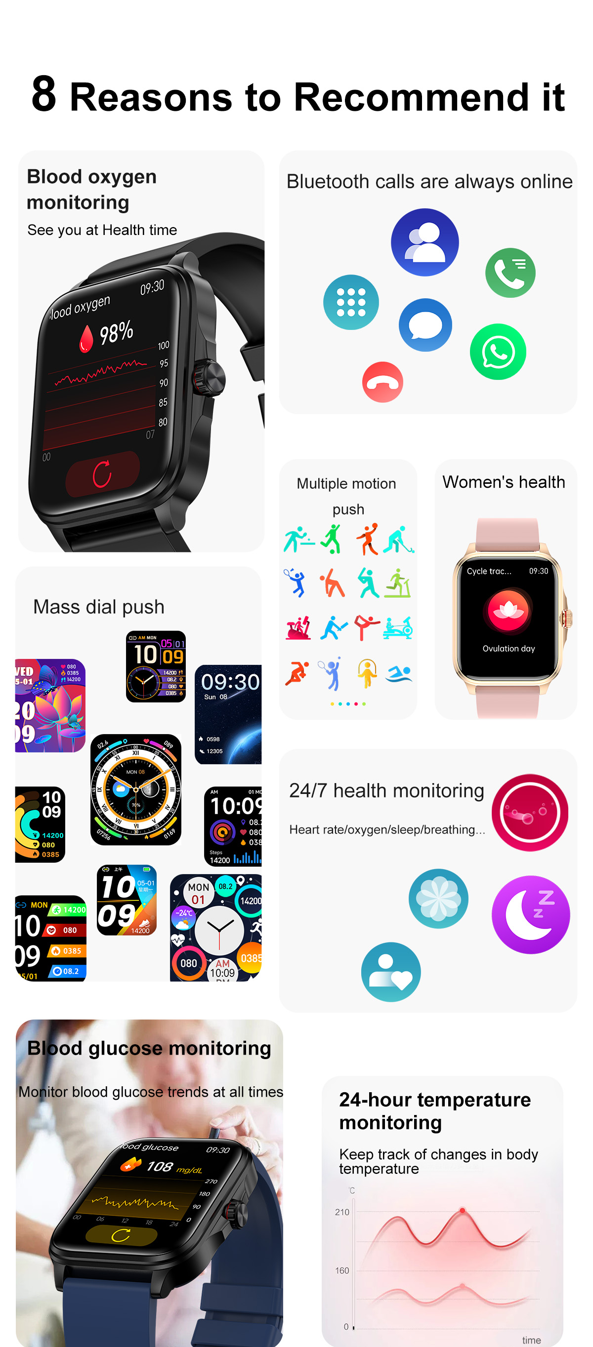 T90191inchHDScreenbluetoothCallHeartRateBloodPressureSpO2MonitorNon-invasiveBloodGlucoseMeasurementM-1995592-3