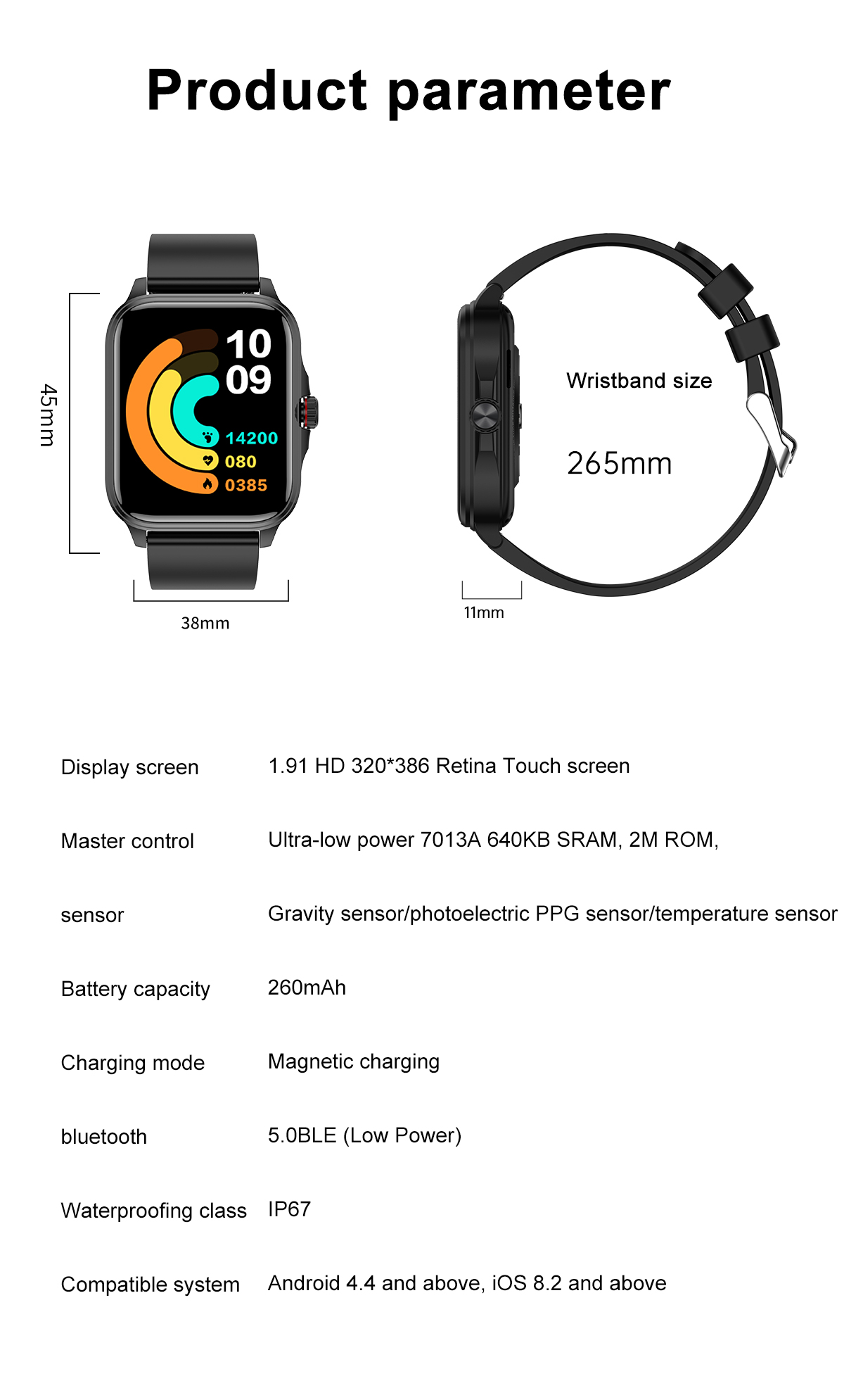 T90191inchHDScreenbluetoothCallHeartRateBloodPressureSpO2MonitorNon-invasiveBloodGlucoseMeasurementM-1995592-22
