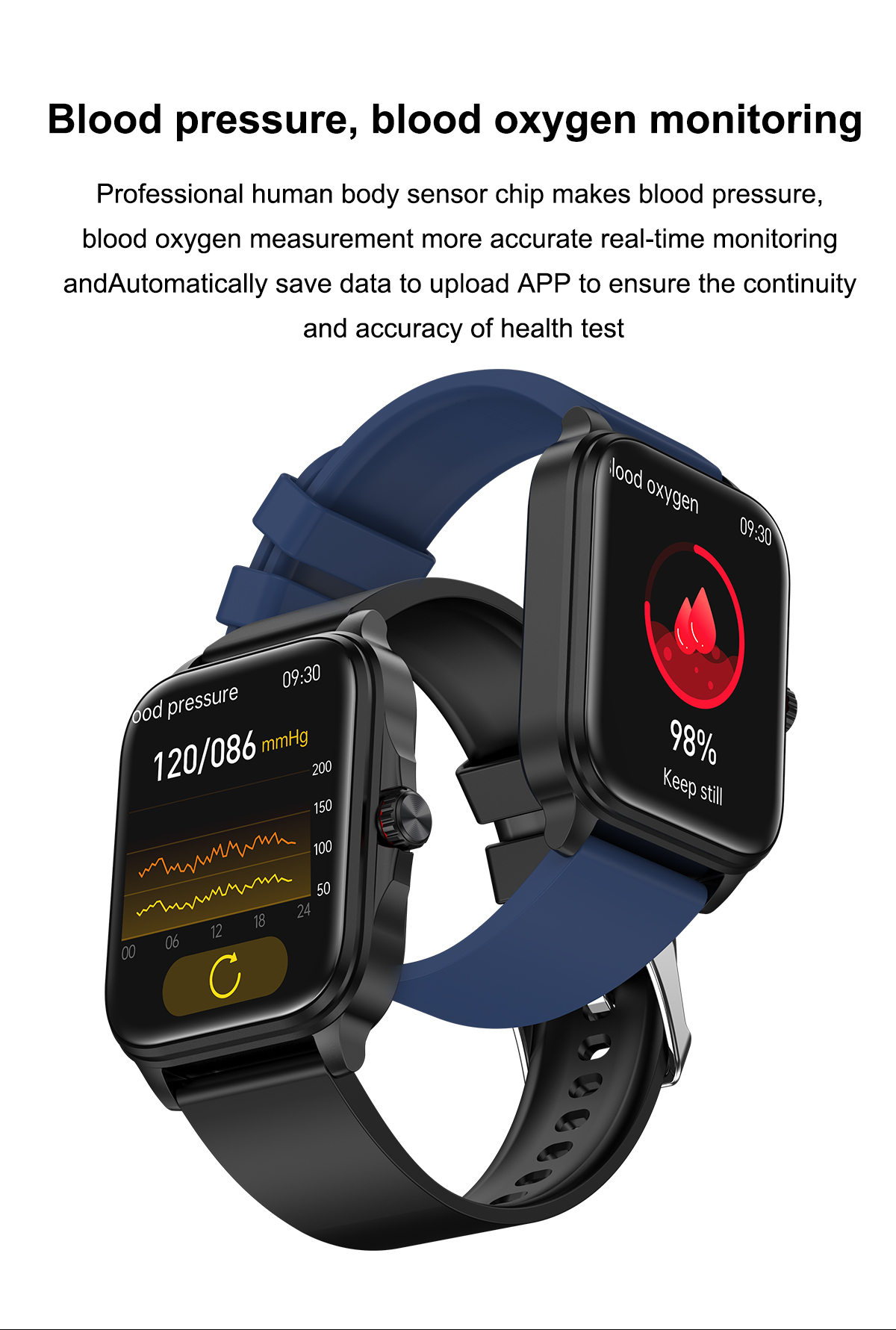 T90191inchHDScreenbluetoothCallHeartRateBloodPressureSpO2MonitorNon-invasiveBloodGlucoseMeasurementM-1995592-8