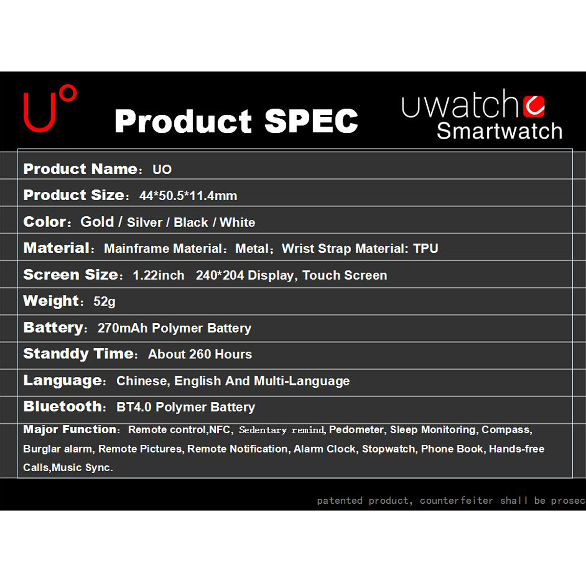 U0124inchHDDisplayScreenMusicPlayerMessageReminderIntelligentRemoteControlNFCSmartWatch-987454-16