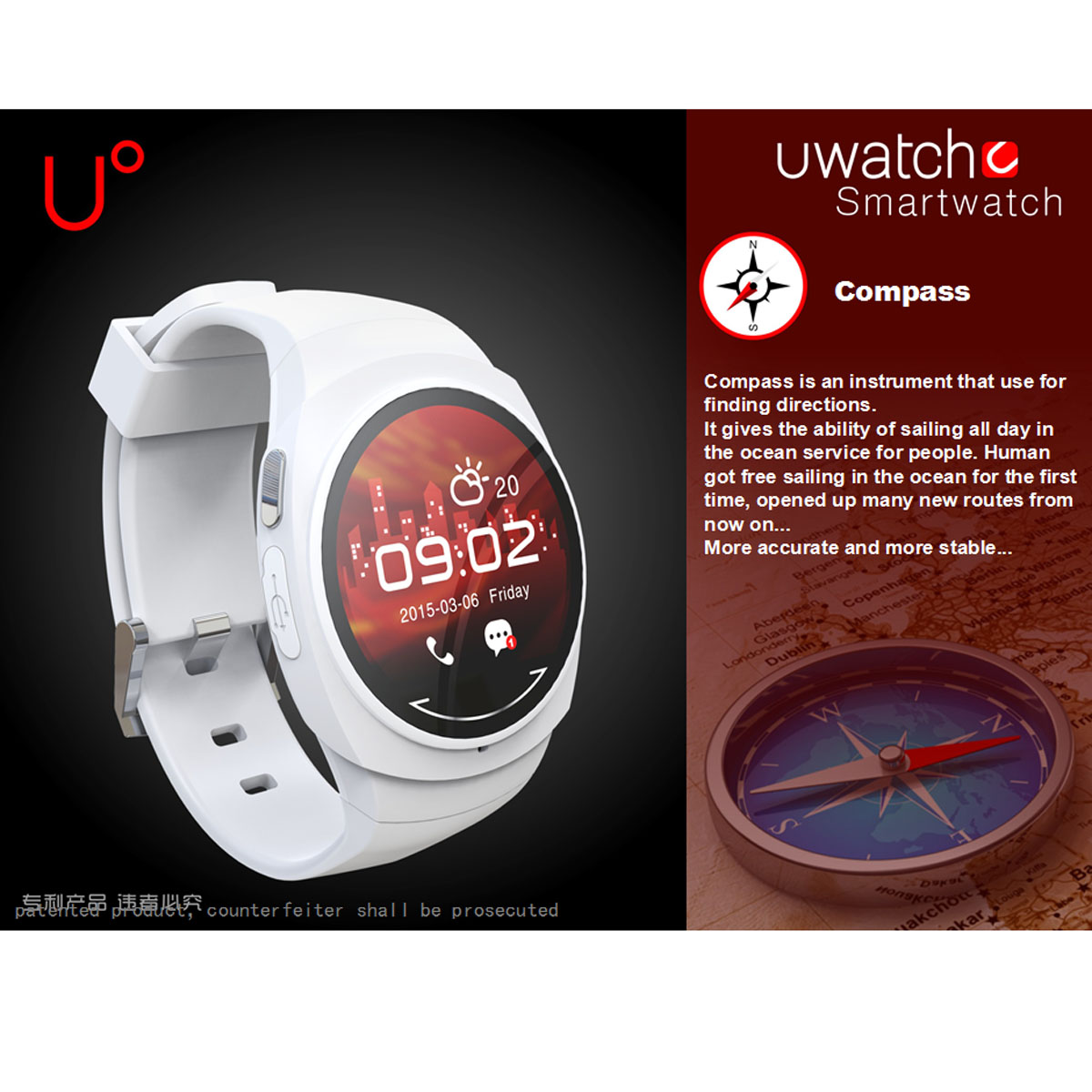 U0124inchHDDisplayScreenMusicPlayerMessageReminderIntelligentRemoteControlNFCSmartWatch-987454-5