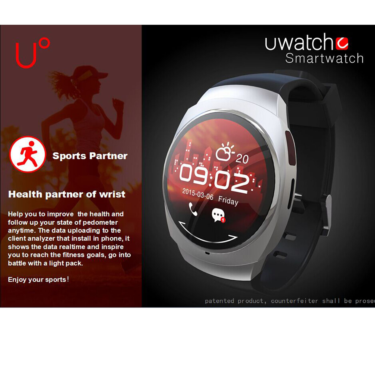 U0124inchHDDisplayScreenMusicPlayerMessageReminderIntelligentRemoteControlNFCSmartWatch-987454-6