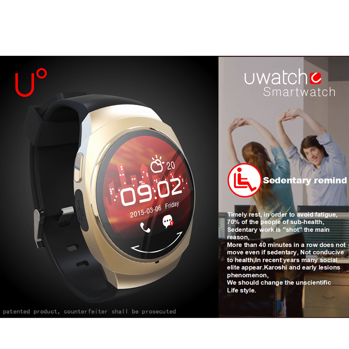 U0124inchHDDisplayScreenMusicPlayerMessageReminderIntelligentRemoteControlNFCSmartWatch-987454-9