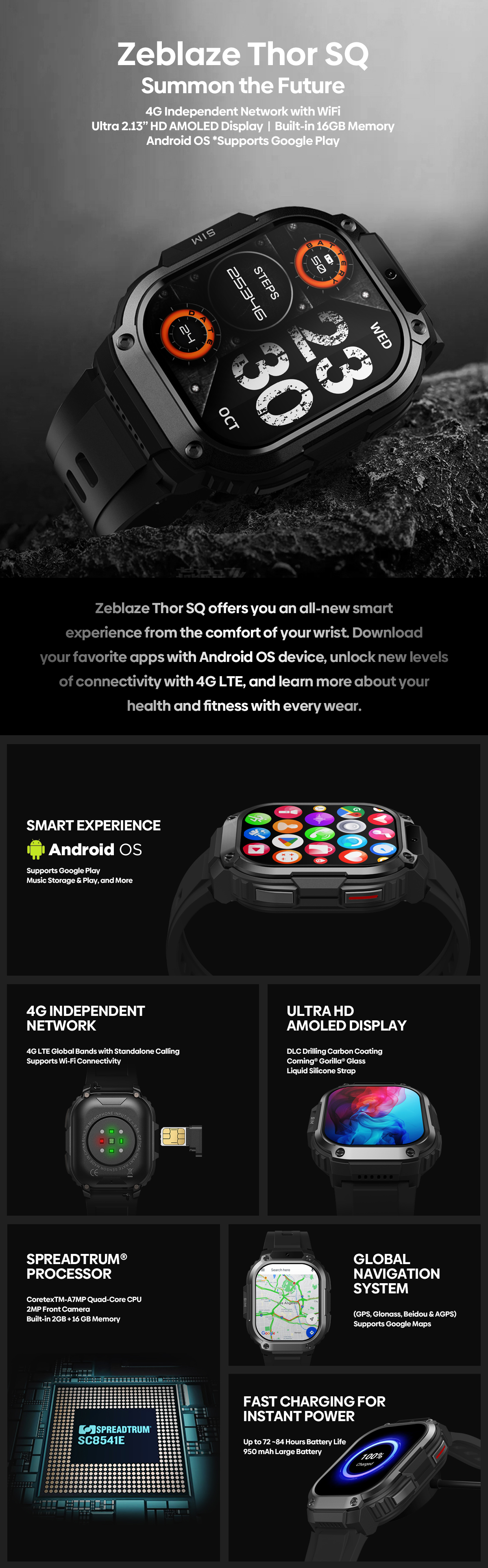 WorldPremiereZeblazeThorSQ4G213inchAMOLEDGooglePlay2GB16GBFrontCameraGoogleMapsAndroid81SmartWatchPh-2014979-2