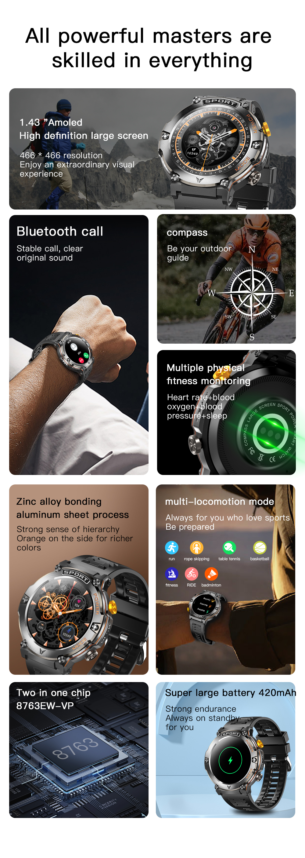 X11Pro143inchAMOLEDHDScreenbluetoothCallHeartRateBloodPressureSpO2MonitorSleepMonitoringMulti-sportM-2003831-2