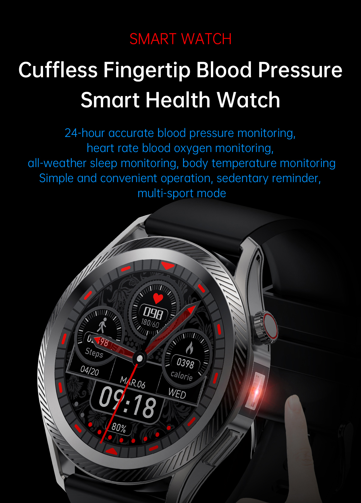X5139inch360360HDScreenBodyTemperatureMeasurementHeartRateBloodPressureSpO2MonitorFitnessTracker280m-1976096-1