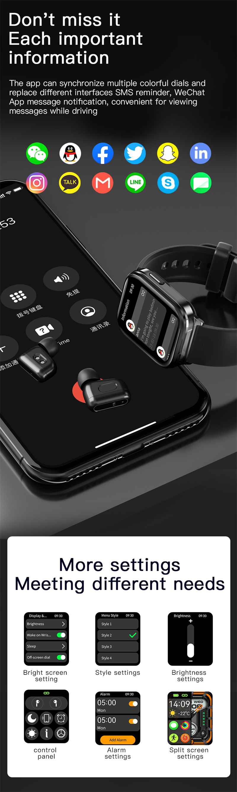 X9185inchHDScreenTWSbluetoothEarphoneCallHallSwitchControlHeartRateBloodOxygenMonitorNFCFunctionSlee-2015008-14