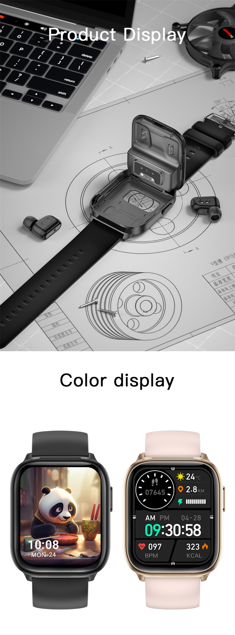 X9185inchHDScreenTWSbluetoothEarphoneCallHallSwitchControlHeartRateBloodOxygenMonitorNFCFunctionSlee-2015008-19