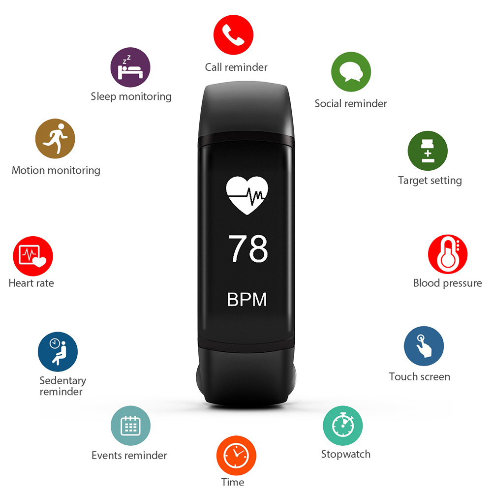 XANESL55S087TouchScreenWaterproofSmartBraceletBloodPressureFitnessWatchmiband-1349456-1