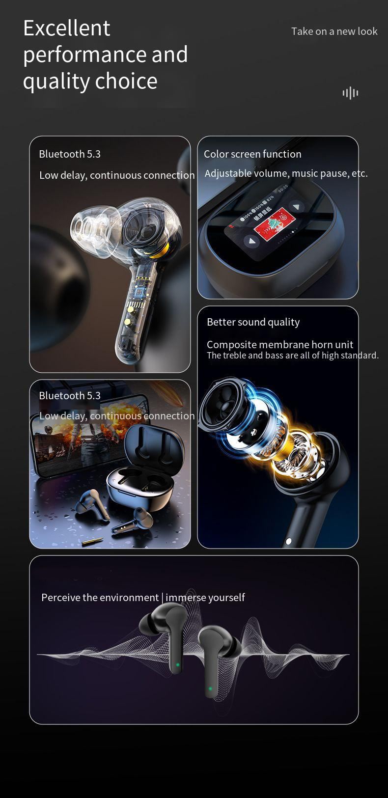 LEDSmartScreenTWSEarbudsWirelessbluetoothEarphoneLEDColorfulTouchScreenPanoramicSurroundSound48HPlay-2014620-2