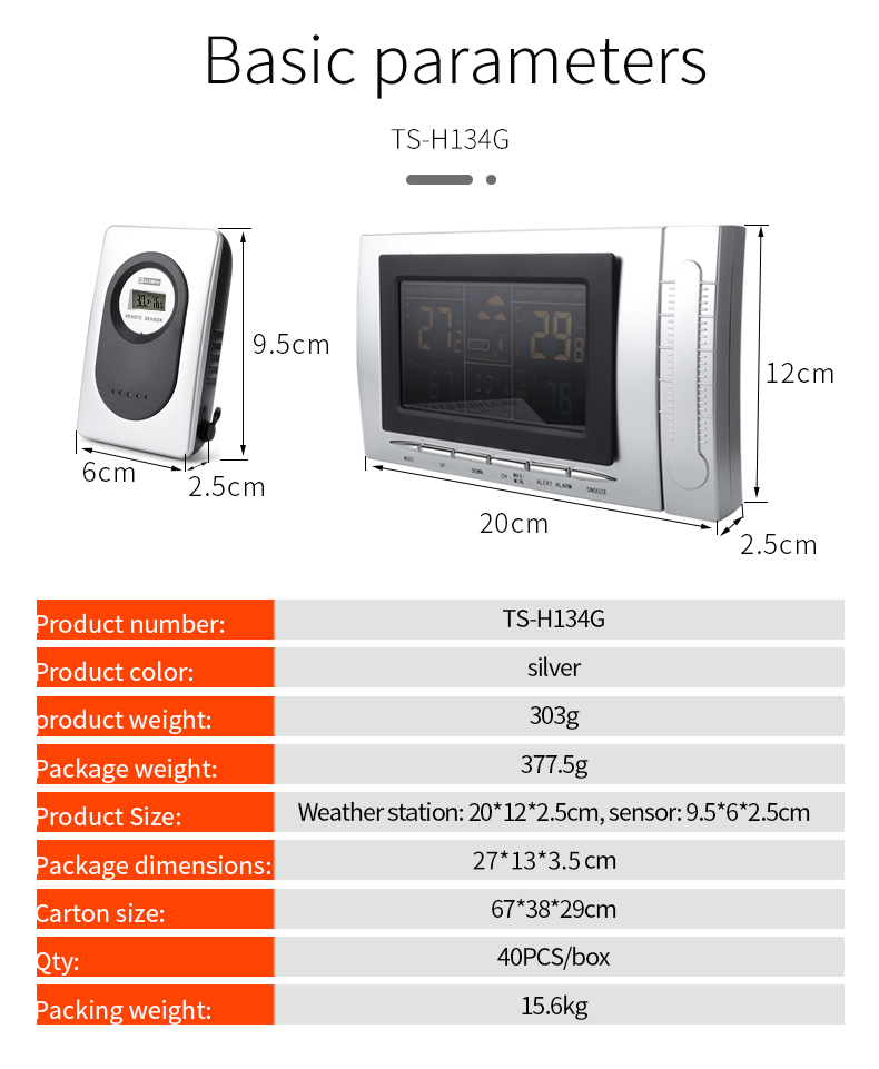 TS-H134GWirelessWeatherStationDigitalThermometerIndoorOutdoorSensorGaugeWeatherForecastTemperatureHu-1995771-8