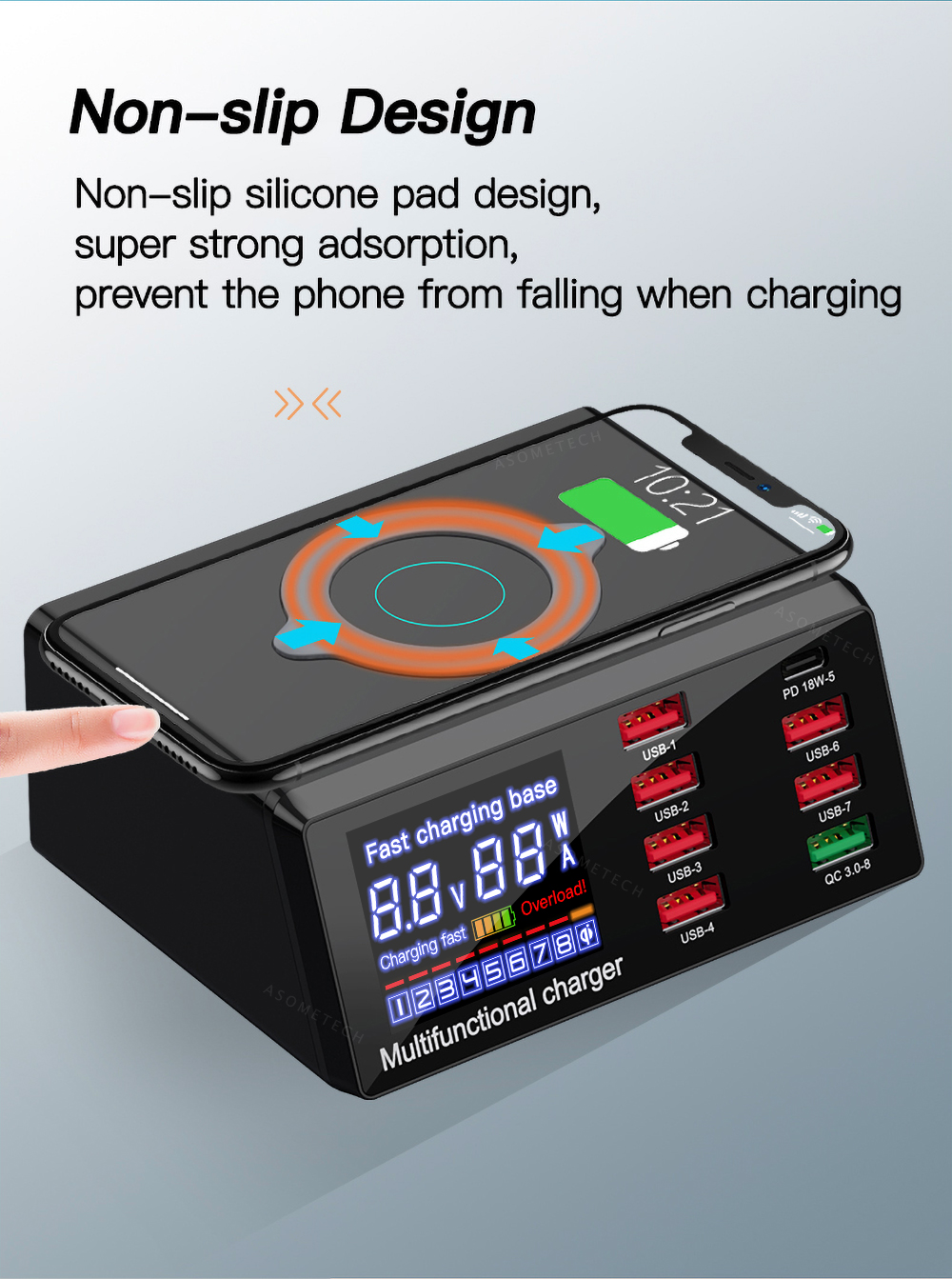 Bakeey100W8-PortUSBPDChargerPD30QC30DesktopChargingStationSmartCharger10WWirelessChargerChargingPadF-1716456-11