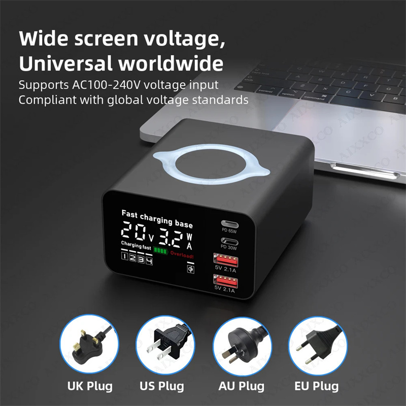 BakeeyWLX-X9C110W4-PortUSBPDCharger2USB-A2USB-CWirelessFastChargingDesktopChargingStationEUPlugforiP-2007298-4