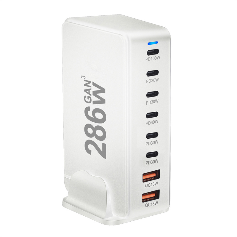 GaNTechBakeey286W8-PortUSBPDCharger2USB-A6USB-CPDQCFastChargingDesktopChargingStationEUPlugUSPlugfor-2015216-6