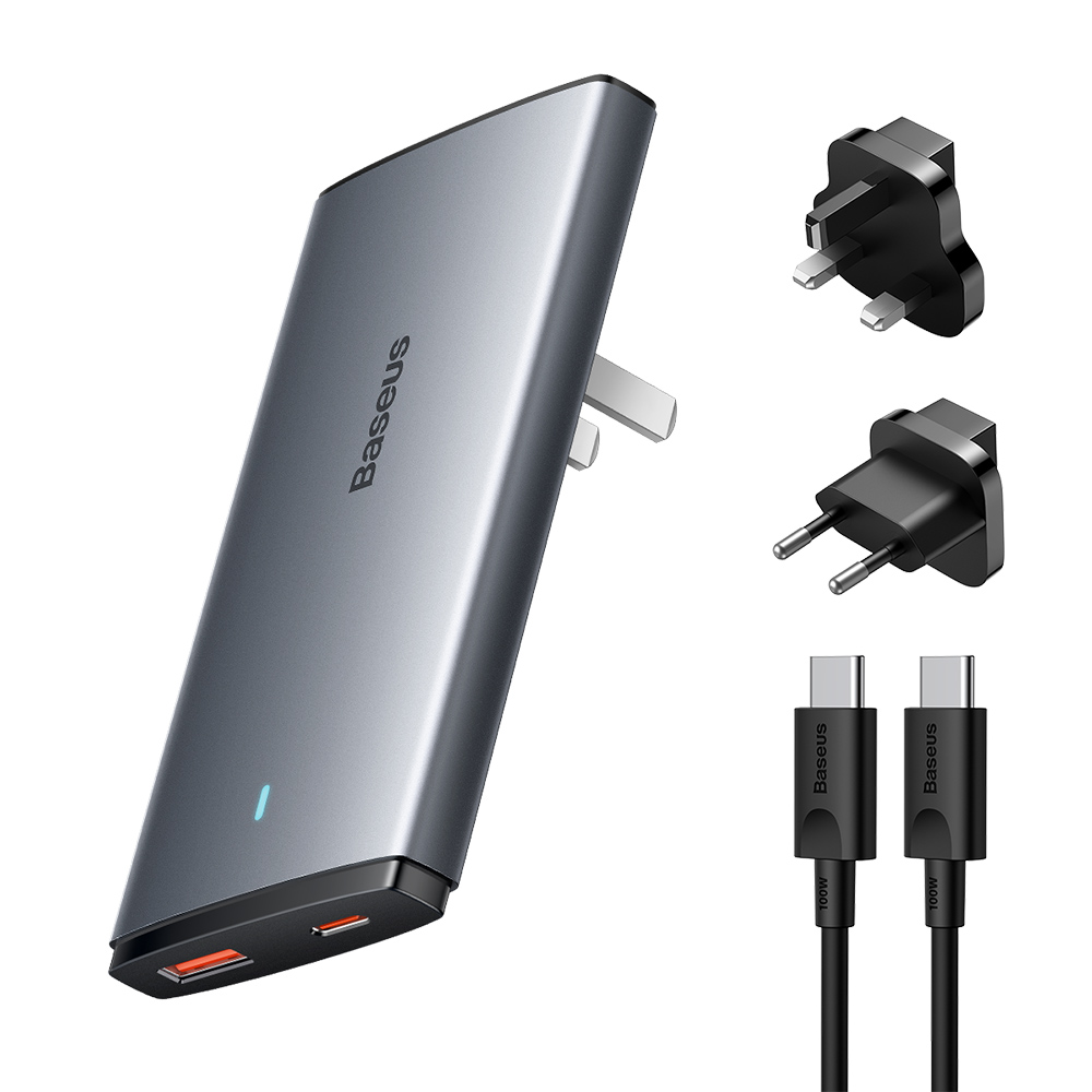GaNTechBaseus65W2-PortUSBCharger45WType-C20WUSB-AFastChargingWallChargerAdapterCNPlugwith100W5AType-1990141-1