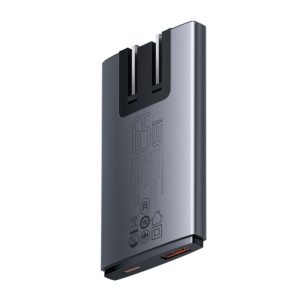 GaNTechBaseus65W2-PortUSBCharger45WType-C20WUSB-AFastChargingWallChargerAdapterCNPlugwith100W5AType-1990141-2
