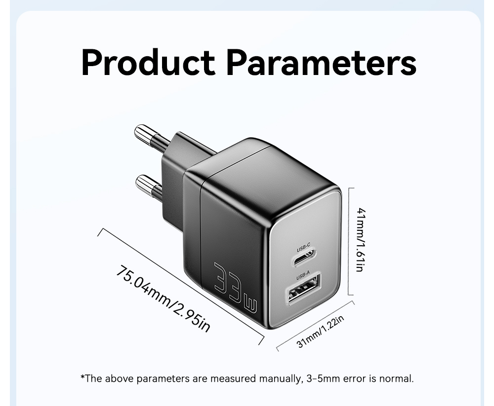 GaNTechESSAGERES-CD3933W2-PortUSBPDChargerUSB-AUSB-CQC40PD30PPSFCPAFCiP24AFastChargingWallChargerAda-2008501-12