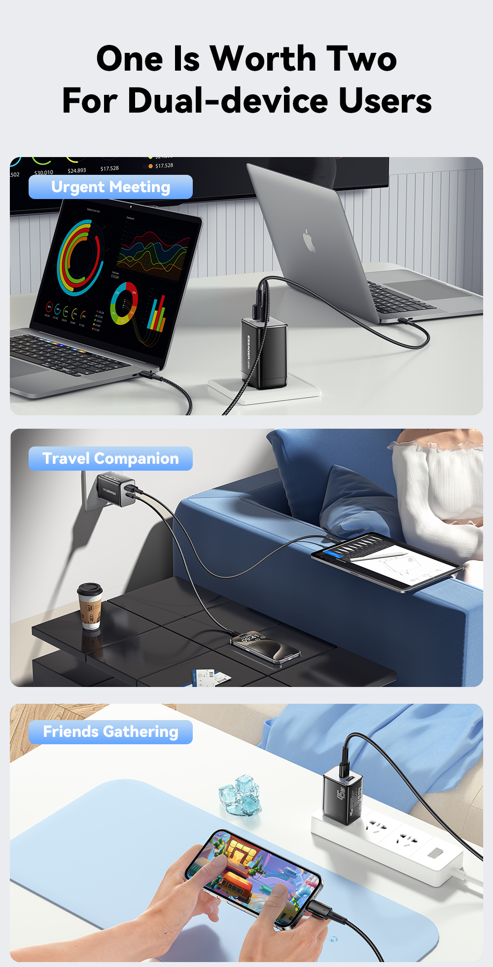GaNTechESSAGERES-CD4045W2-PortUSBPDChargerUSB-AUSB-CPD30QC40PPSFCPAFCApple24AFastChargingWallCharger-2013516-5