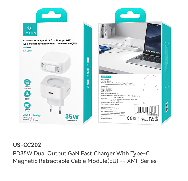 GaNTechUSAMSUS-CC202PD35W2-PortUSBPDChargerDual175WType-CFastChargingWallChargerAdapterEUPlugforiPho-2000010-12