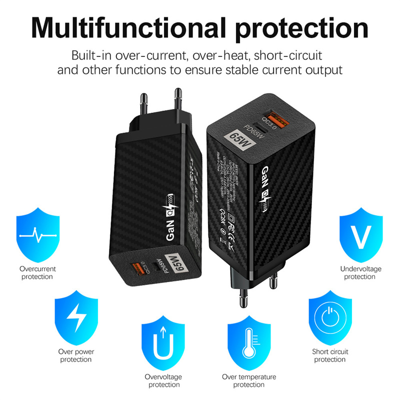 GaNTechUSLIONPD65W2-PortUSBPDChargerUSB-CUSB-APDQC30FastChargingWallChargerAdapterEUPlugforiPhone151-2005579-2