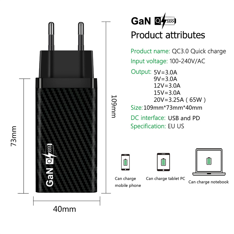 GaNTechUSLIONPD65W2-PortUSBPDChargerUSB-CUSB-APDQC30FastChargingWallChargerAdapterEUPlugforiPhone151-2005579-4