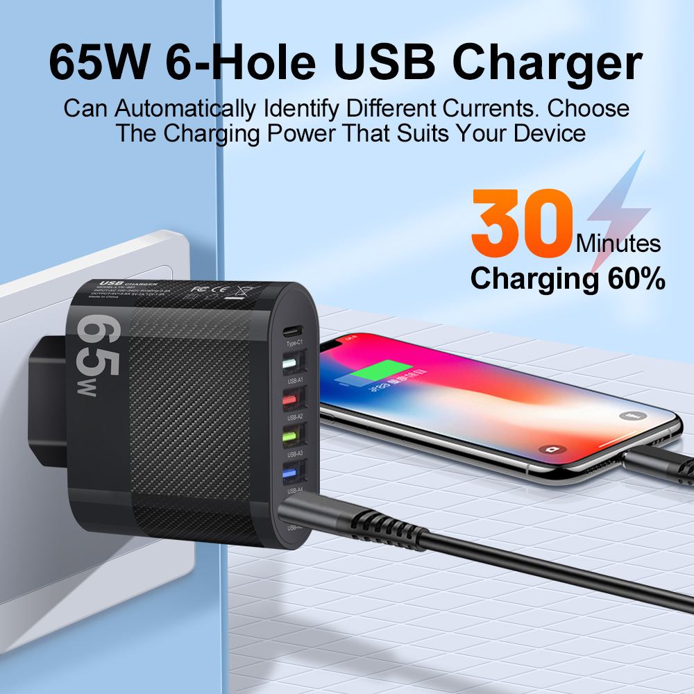 LYK-88165W6-PortUSBCharger5USB-AType-CastChargingWallChargerAdapterEUPlugUSPlugforiPhone12131414Prof-1994948-2