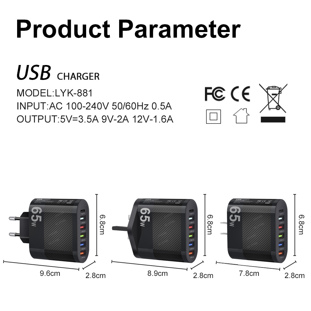 LYK-88165W6-PortUSBCharger5USB-AType-CastChargingWallChargerAdapterEUPlugUSPlugforiPhone12131414Prof-1994948-9