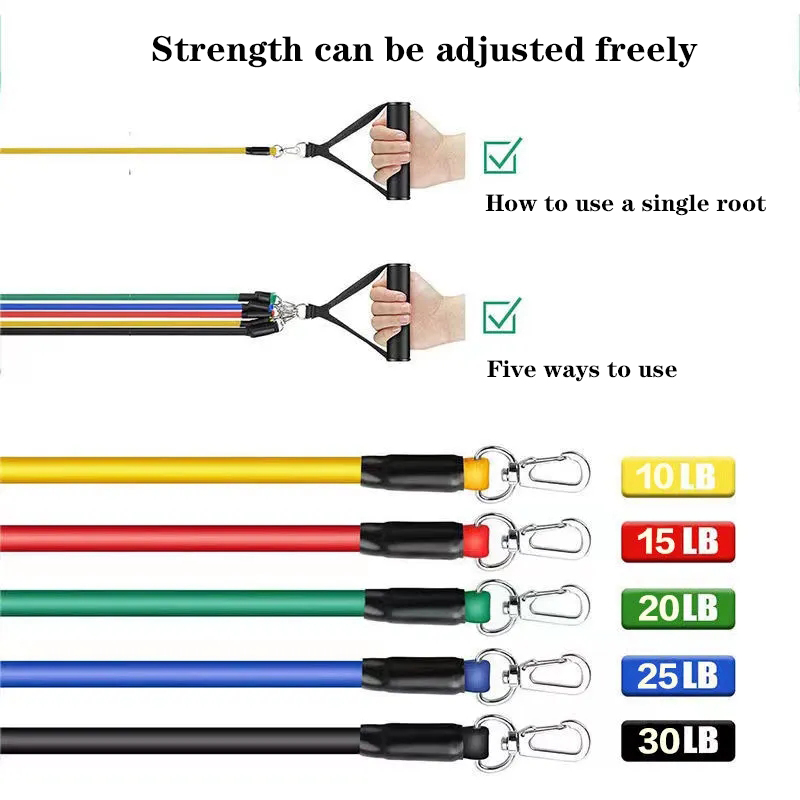 14PcsTPEResistanceBandsPullRopeIndoorPortableFitnessEquipmentArmWaistLegChestTrainerExerciseTools-1994596-2