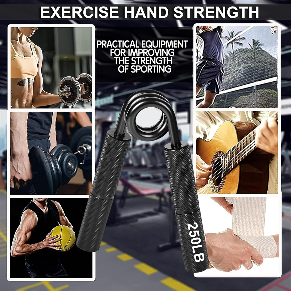 250LBHandGripStrengthenerMetalGripperAluminumHandleProfessionalStrengthHandgripFingerTrainingforGymS-2004330-4