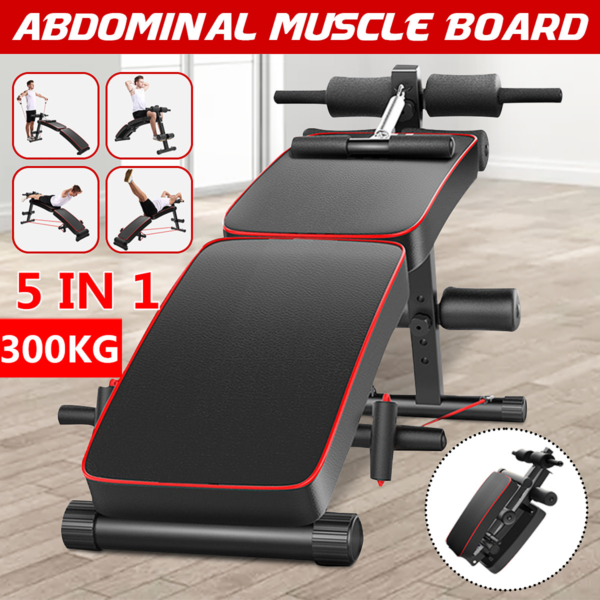 5in1Multi-FunctionalBenchFoldingSupineAbdominalMuscleBoardForFullAll-in-OneBodyWorkoutAdjustableAbSi-1940640-1