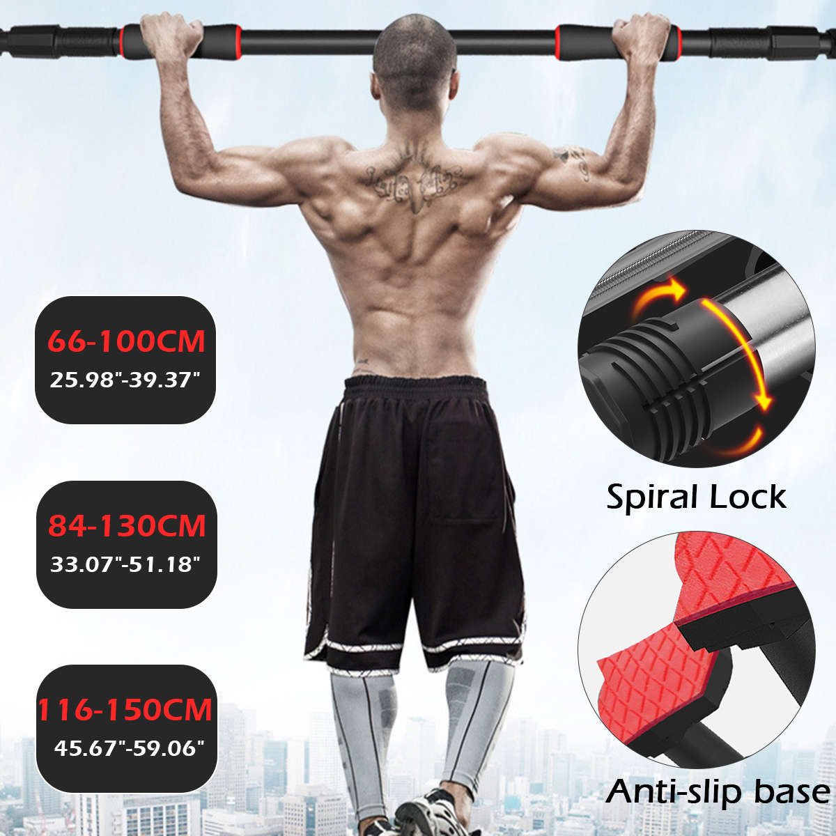 AdjustablePullUpBarHomeDoorHorizontalBarWorkoutSit-upsAssistantSportFitnessExerciseTools-1665991-2