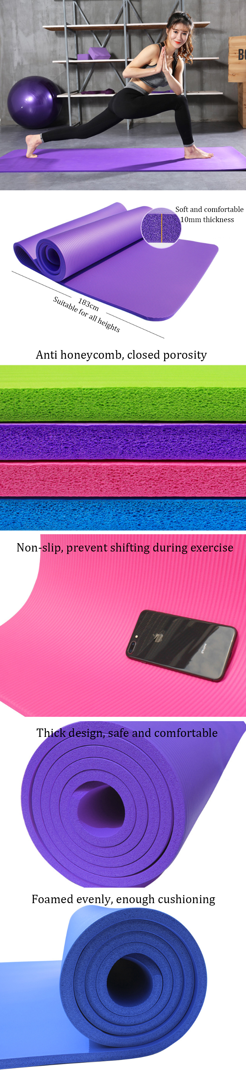 KALOAD183x61cmNon-slipFoamYogaMatsFitnessSportGymExercisePadsFoldablePortableCarpetMat-1385612-1