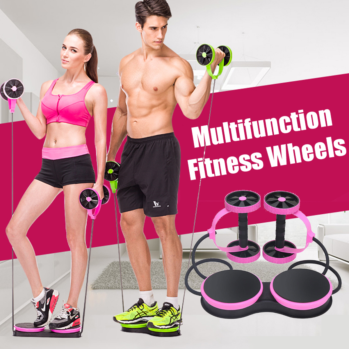 Multi-FunctionHomeAbdominalWheelRollerArmWaistLegMuscleTrainerFitnessExerciseTools-1679317-1