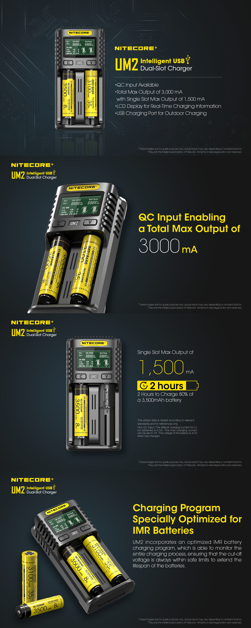 NITECOREUM2LCDDisplay5V2ALithiumBatteryChargerUSBQCSmartRapidChargerForAAAAA186502170026650-1976203-1