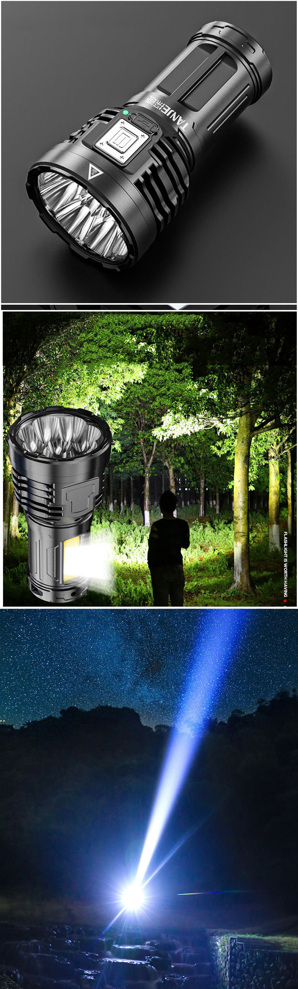 TANJE8P900COBSuperBrightType-CRechargeableABSHousingFlashlightwith18650BatteryCOBSideLight500mLongRa-1914007-4