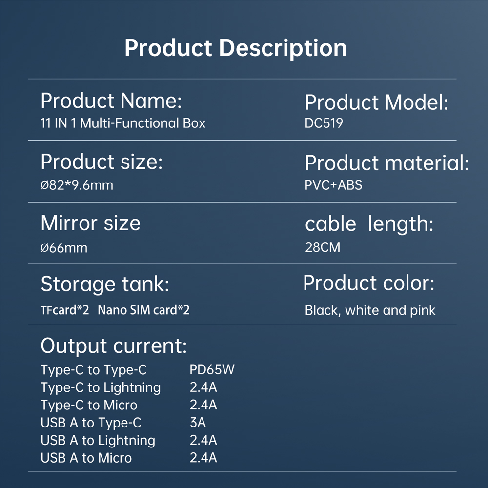 BUDI11-In-1Type-C65WUSBMultifunctionalDataCableWithChargingTransmittingBracketCardRemovalPinMemoryCa-1926925-6