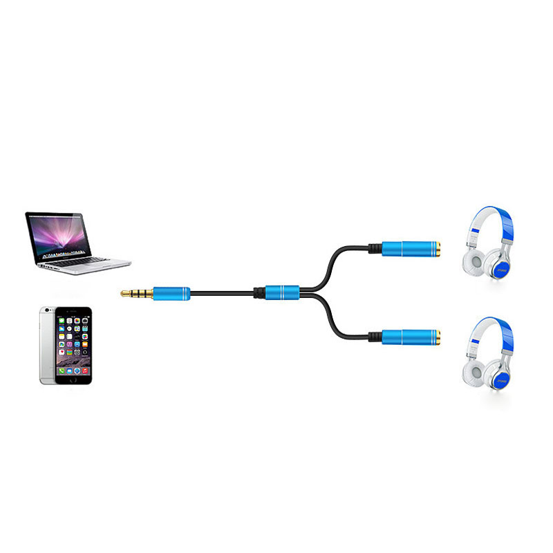 Bakeey35mmOnePointTwoAudioCableOneDragTwoHeadphoneCable-1680636-2