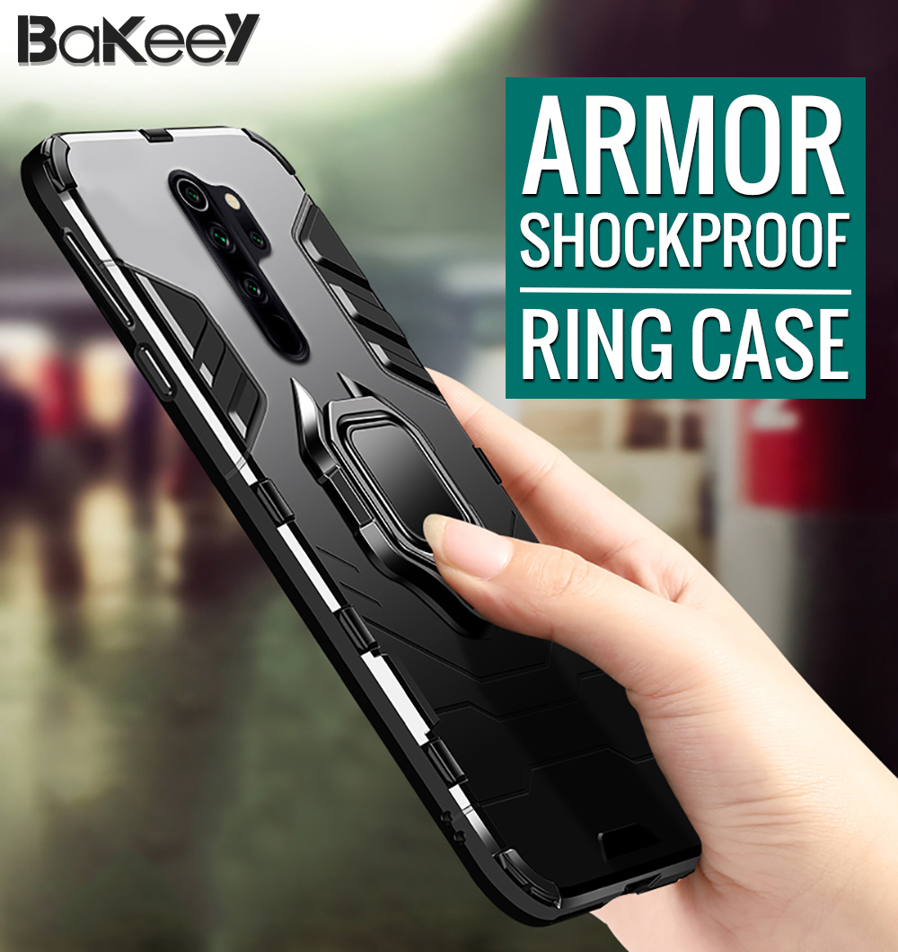 BakeeyArmorShockproofMagneticwith360RotationFingerRingHolderStandPCProtectiveCaseforXiaomiRedmi9Non-1712700-1