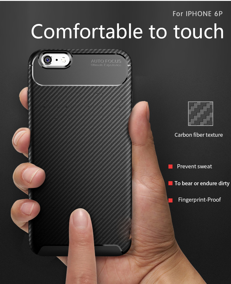 BakeeyProtectiveCaseForiPhone6Plus6sPlusSlimCarbonFiberFingerprintResistantSoftTPUBackCover-1361106-2