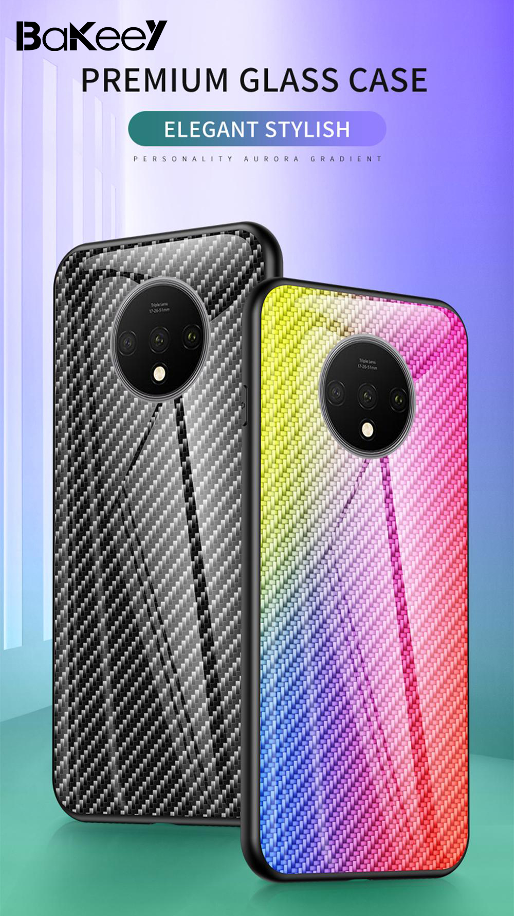 BakeeyforXiaomiPocoF2ProXiaomiRedmiK30ProCaseCarbonFiberPatternGradientColorTemperedGlassShockproofS-1708308-1