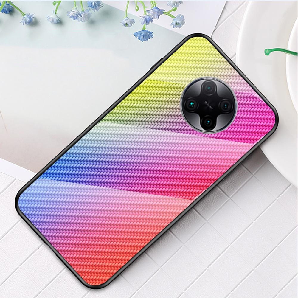 BakeeyforXiaomiPocoF2ProXiaomiRedmiK30ProCaseCarbonFiberPatternGradientColorTemperedGlassShockproofS-1708308-13