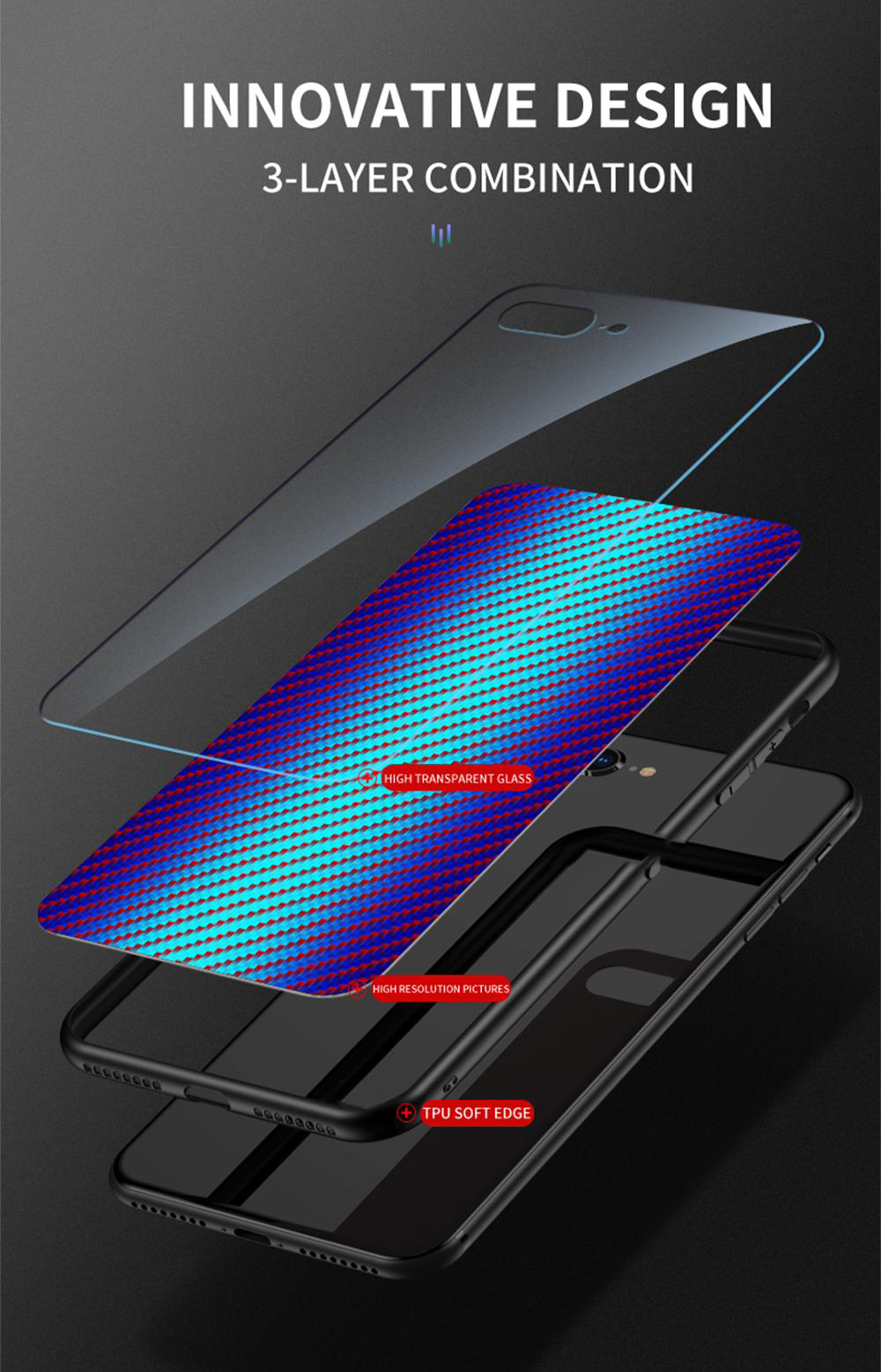 BakeeyforXiaomiPocoF2ProXiaomiRedmiK30ProCaseCarbonFiberPatternGradientColorTemperedGlassShockproofS-1708308-7