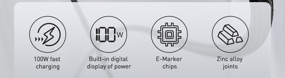 Baseus100WLEDDisplayUSB-CtoUSB-CPDPowerDeliveryCableE-markChipFastChargingDataTransferCordLineforSam-1835869-2