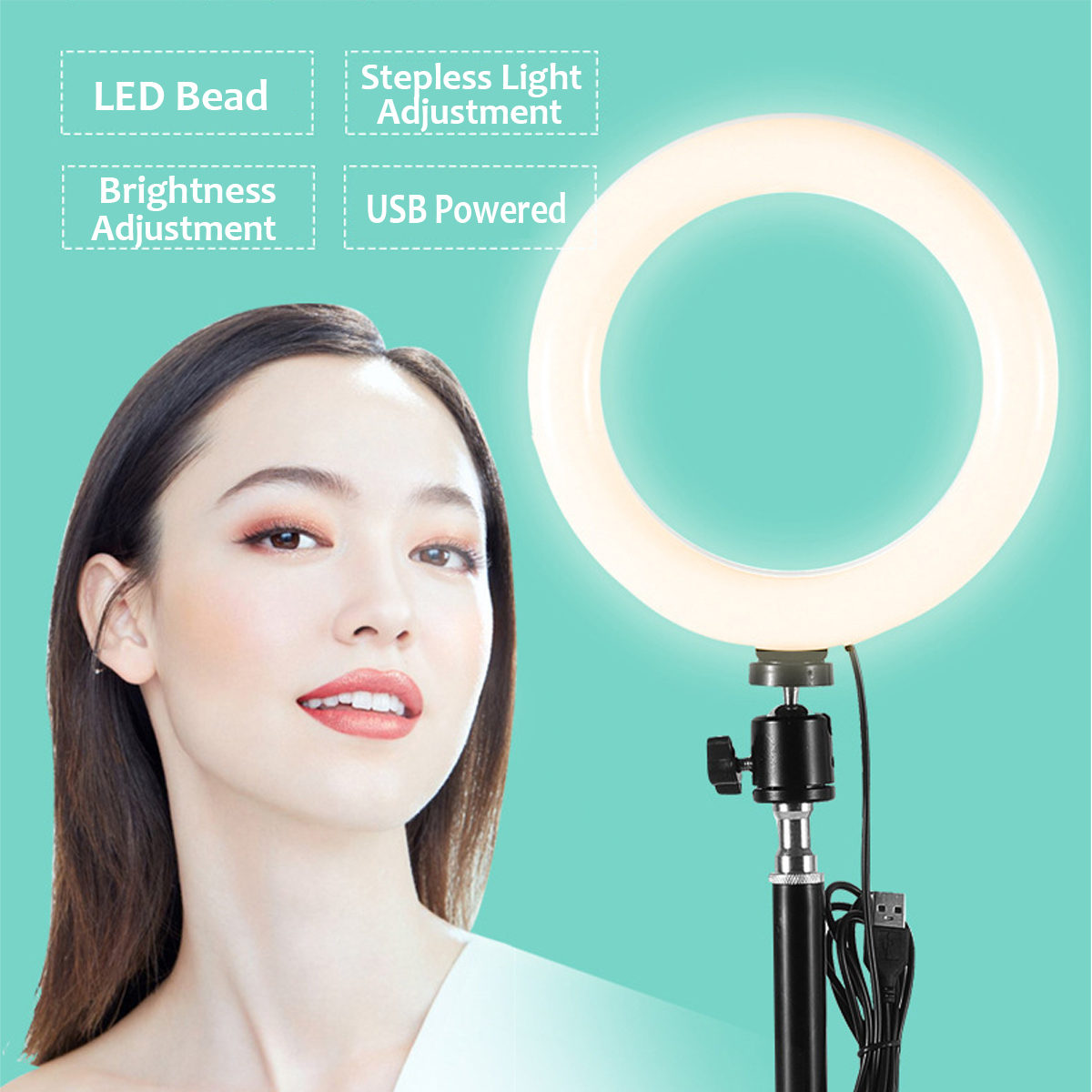 DimmableLEDRingLightLamp18CM26CMFillLightforMakeupLiveStreamSelfiePhotographyVideoRecordOnlineTeachi-1680025-3