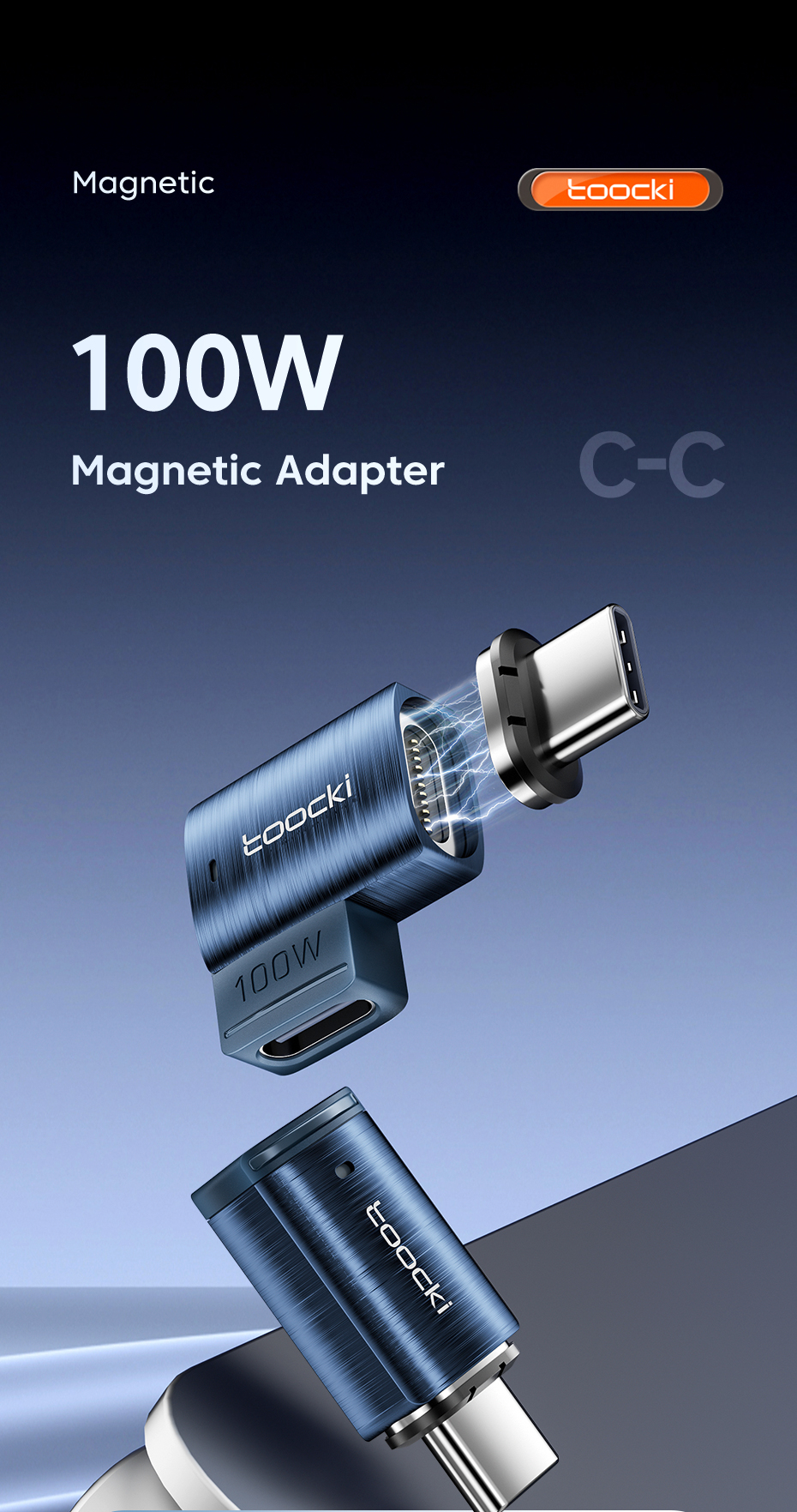 Toocki100WUSB-CToType-CMagneticAdapter2in1PDFastChargingType-CConnectorDataSync90DegreeUSB-CMagnetCo-1991941-1